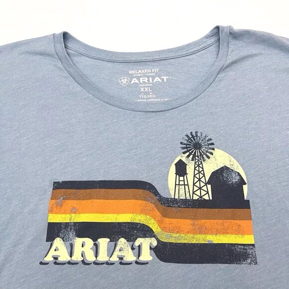 Ariat Women’s Retro Acres Blue T-Shirt Size XXL - Picture 4 of 4
